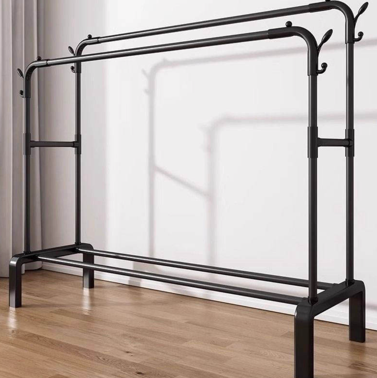 SpaceFlex Double-Rod Rolling Garment Rack