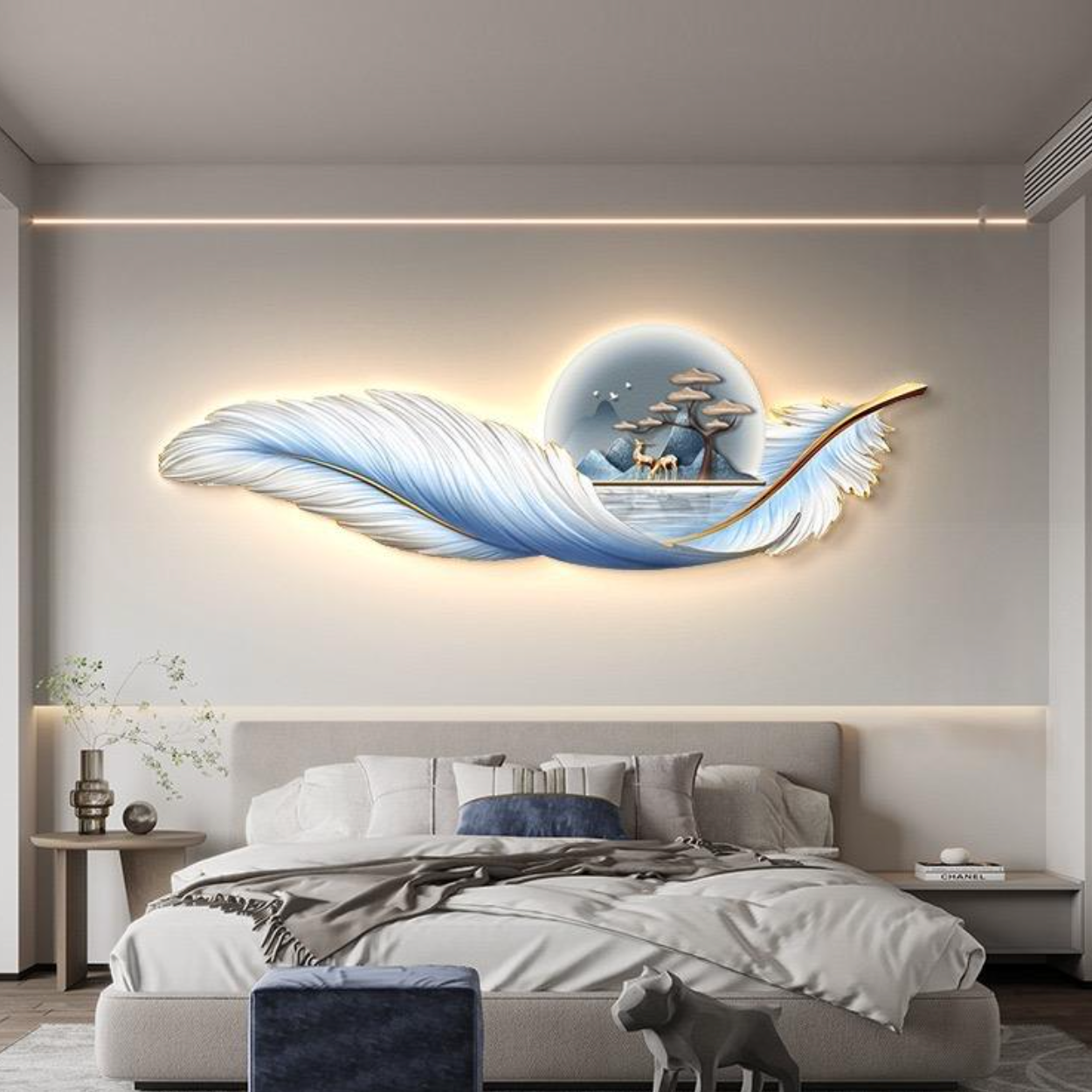 LumaBloom Gold LED Floral Wall Art