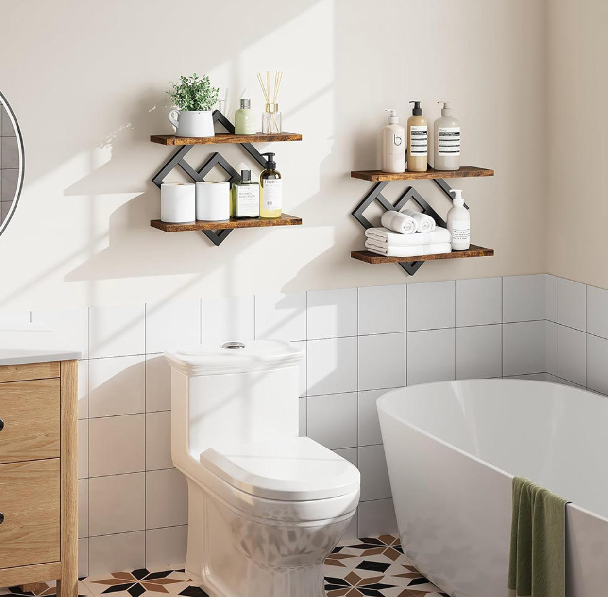 UrbanWood Double-Layer Wall Shelf
